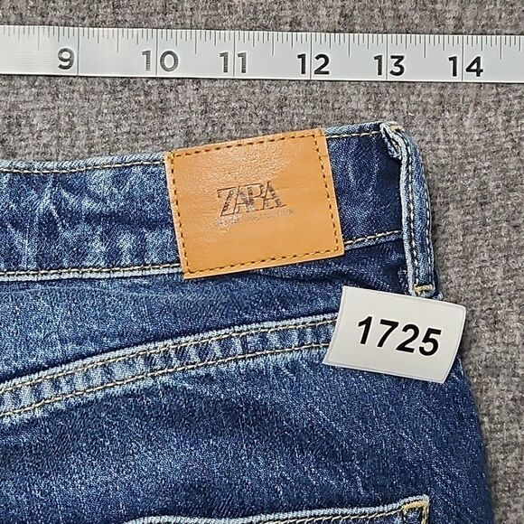 Zara Jeans Womens 4 Blue Slim Straight Split Ankle Denim Pants Boho Hipster - Picture 11 of 11